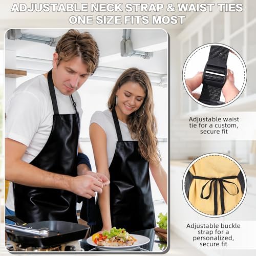 4 Pack Waterproof Vinyl Apron, Heavy Duty Adjustable Dishwasher Apron - Image 2