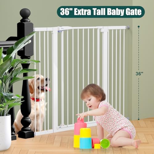 keny 36" Extra Tall Baby Gate for Stairs, Auto Close Dog Gate for Doorways - Image 2