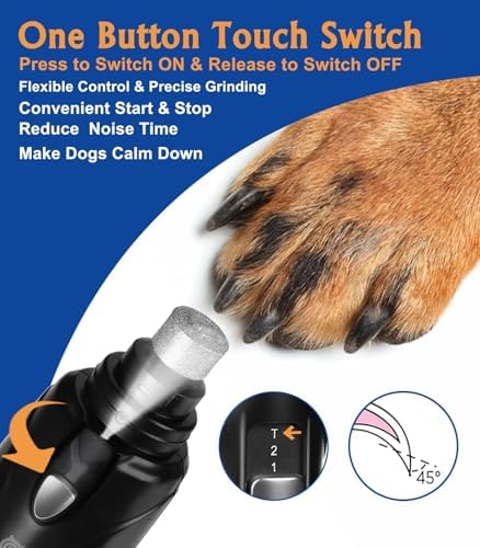 Petsaunter Dog Nail Grinder, 2-Speed and LED Light, Touch-Switch, Quiet and - Image 2