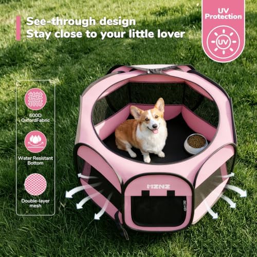 Dog Cat Small Animal Puppy Playpen Crate, Whole Pink - Image 6