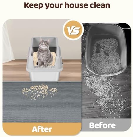 Silicone Cat Litter Mat for Litter Box 40”x40” Large Cat Mat, Dark Grey - Image 5