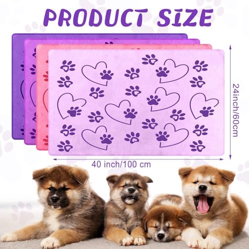 Fanfanwin 4 Pcs Dog Bath Towels Microfiber Drying Dog Towel Absorbent Pet Heart - Image 2