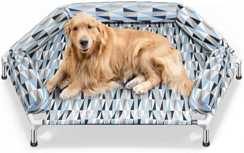 Elevated Dog Bed with Bolster, Raised Cooling Orthopedic Dogs Cot X-Large by Unknown