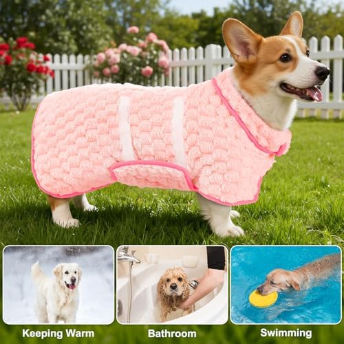 Glittme Dog Bathrobe, Super Absorbent Fleece Drying Robe - Image 6