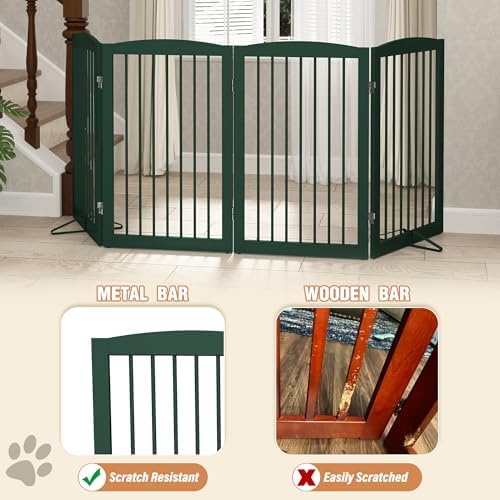 PUPETPO Freestanding Pet Gate for Dogs, Indoor Wooden Dog Gate for House - Image 4