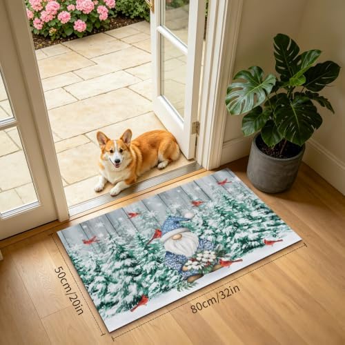 Giwawa Winter Gnome Bath Rug Pine Tree Absorbent Bathroom Rug Holiday Washable - Image 3