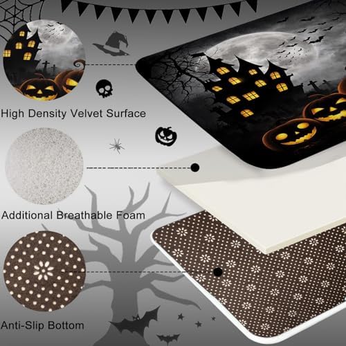 Arttown Bathroom Rug Set of 3, Bath Mats Halloween Spooky Black - Image 3