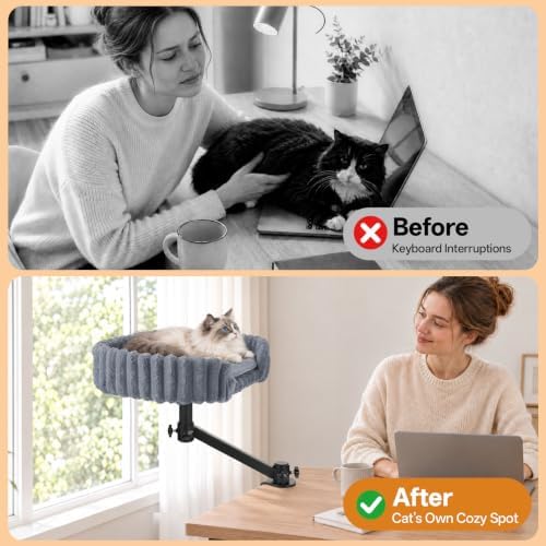 Cat Desk Bed, 360° Rotatable Cat Hammock - Image 3