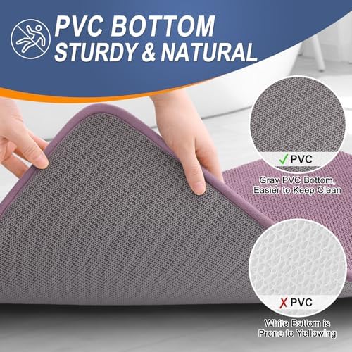 OLANLY Memory Foam Bathroom Runner Rug 47x20, Absorbent Long Mat, Deep Plum - Image 4