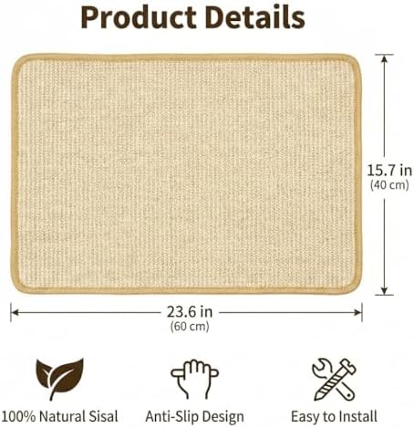 2 Pack Cat Scratcher Mat, Jute Border, Sofa Protector, 23.6x15.7in - Image 6