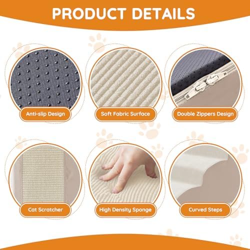 Ahpmeoa Dog Stairs for Small Dogs 22.6" H, Dog Ramp for Bed - Image 3