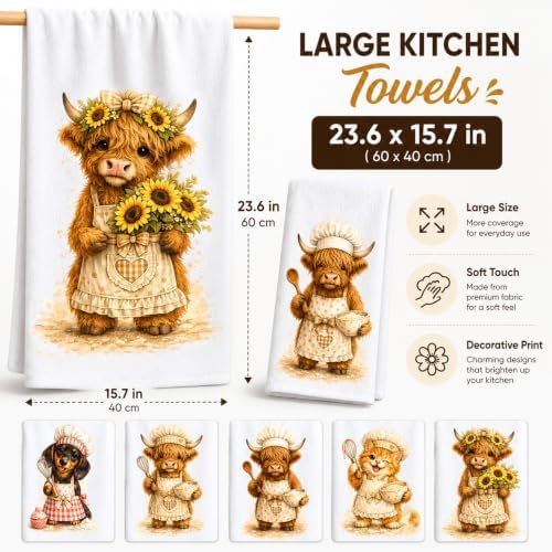 2 Pack Coffee Kitchen Towels, Coffee Cup Decorative Dish Towel Set - Image 5