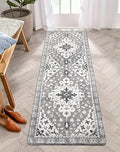 Uphome Boho Vintage Bathroom Runner Rug Gray Non-Slip Soft Bedroom Rug Machine by Uphome