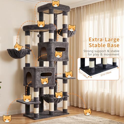 Heybly Cat Tree, 74.8-Inch Spacious & Tall Cat Tower - Image 3