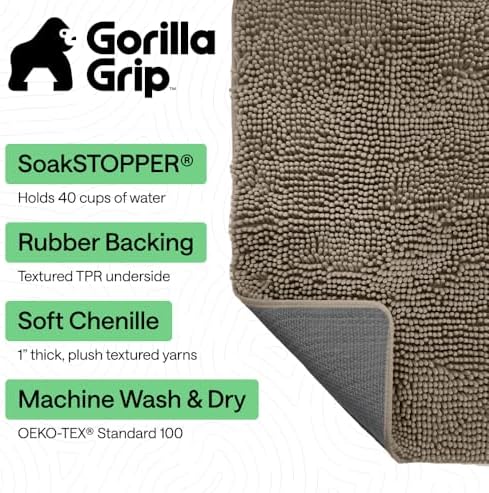 GORILLA GRIP SoakSTOPPER Dog Door Mat, Machine Wash Dry, 48x30 Cappuccino - Image 3