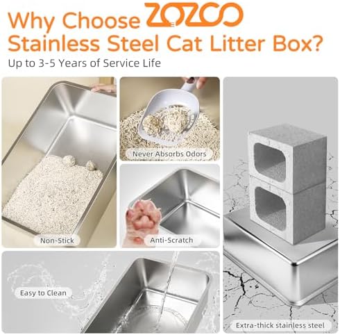 2 Pack Stainless Steel Cat Litter Box - Image 4