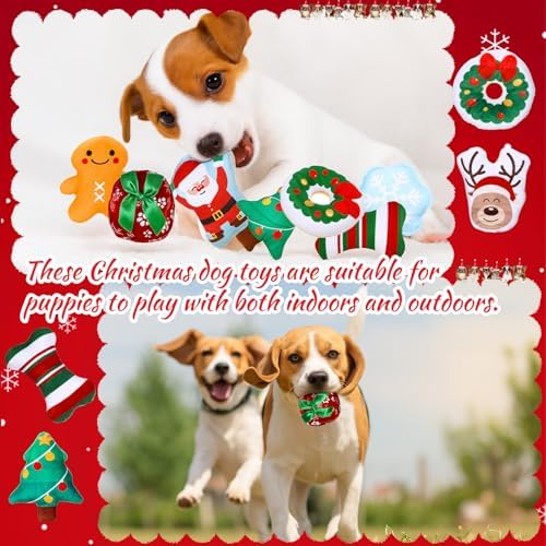 Soulchen 40 Pcs Christmas Dog Squeaky Toys, 8 Styles Plush Toys Bulk - Image 4