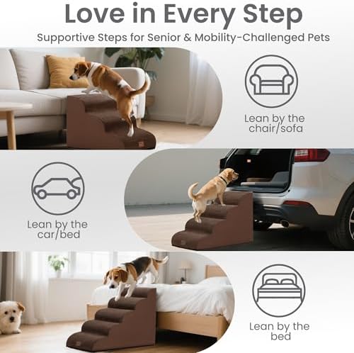 GoGoBunny Ramp Dog Stairs for Couch Sofa and Chair 11.8" H, 2-Step Pet Steps - Image 7