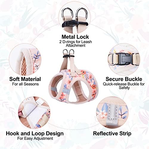 BEAUTYZOO Small Dog Harness and Leash Set, No Pull Puppy Pet Vest-Floral - Image 3