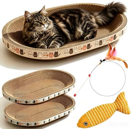 2 Pack Extra Large Cat Scratcher Cardboard, Oval Scratcher Bed Cat Scratch Bowl by Unknown