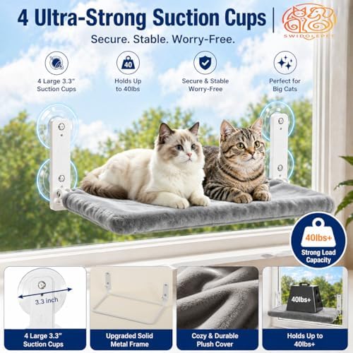 Cordless Cat Window Perch, Foldable Stable Cat Hammock, Breathable - Image 4