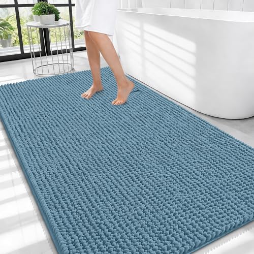 OLANLY Thick Chenille Large Bathroom Rugs Mats 44x32, Airy Blue by OLANLY