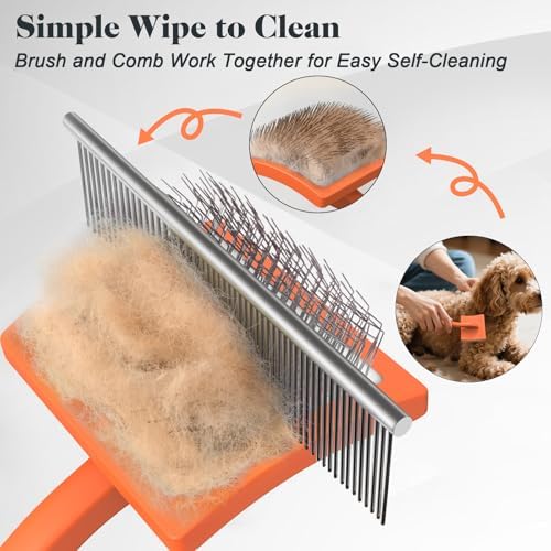 2PCS Slicker Brush for Dogs & Pet Comb, Professional Dog Grooming Brush - Image 5