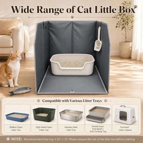 Lawei Waterproof Cat Litter Box Enclosure Splash Guard - Image 7