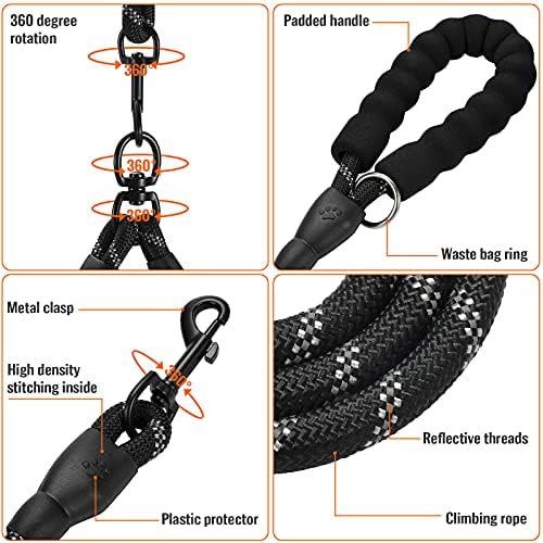Double Dog Leash Reflective Detachable Coupler &360° Swivel Tangle Free - Image 3