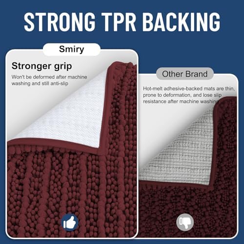 Smiry Bathroom Rugs 44X24, Extra Soft Rubber Backing Chenille Bath Mats - Image 3