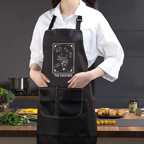 JXGZSO Pet Grooming Apron Dog Groomer Apron The Groomer Sign Apron Dog Stylist - Image 4
