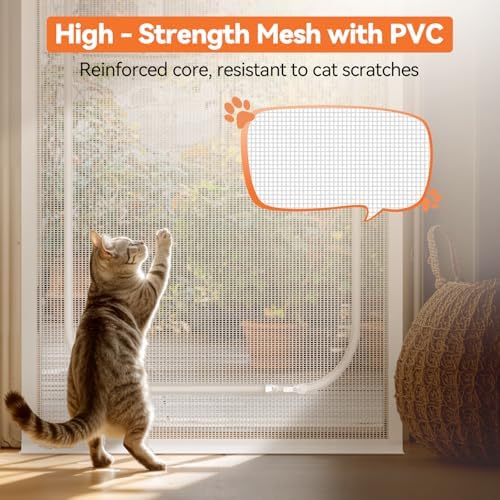 BFNN Cat Screen Door, Scratch Resistant Mesh Gate, Fit 36'' x 82'' Door - Image 3