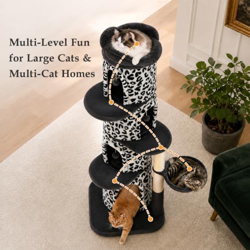 MUTTROS 68.5" White Leopard Print Cat Tree Tower - Image 4