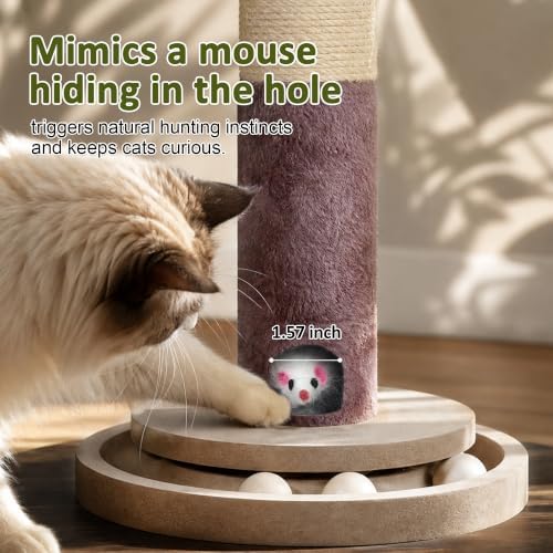 40" Cat Scratching Post, Natural Sisal Rope Cat Scratcher Tree - Image 5