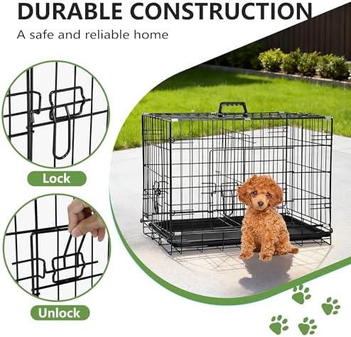 FDW | 24" Foldable Metal Dog Crate | Dark Black | Cage - Image 3