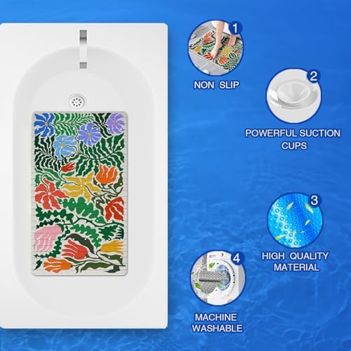 Plant Bathtub Mat Non Slip for Kids 27x16in Botanical Anti Slip Bath Mat for - Image 4