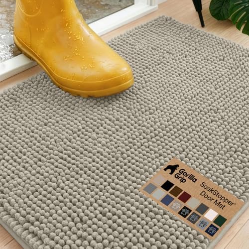 GORILLA GRIP SoakSTOPPER Dog Door Mat, Machine Wash and Dry, 24x17 Cream by GorillaGrip