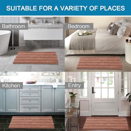 H.VERSAILTEX Bathroom Rug Set, 2 Piece Non Slip Thick Soft Chenille Striped - Image 6