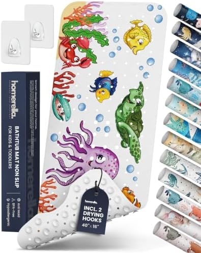homerella Bathtub Mat Non Slip Kids 40x16 Baby Bath Mat Non Slip Anti Mold by Homerella