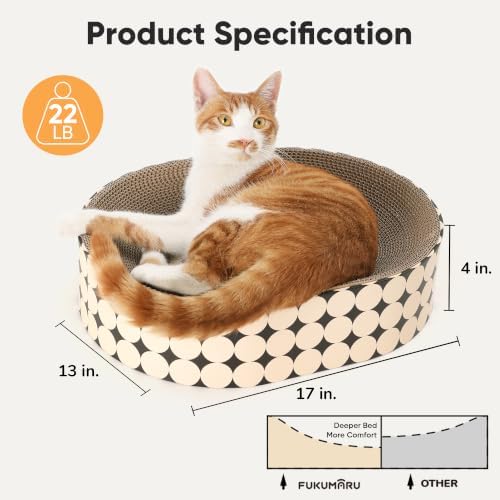 FUKUMARU Cardboard Cat Scratcher Bed, 2-in-1 Oval Cat Scratch Pad - Image 5