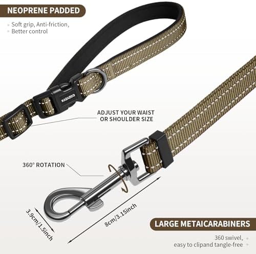 Kazazoo Hands-Free Adjustable Length 5-8 Ft Dog Leash, Crossbody & Waist - Image 5