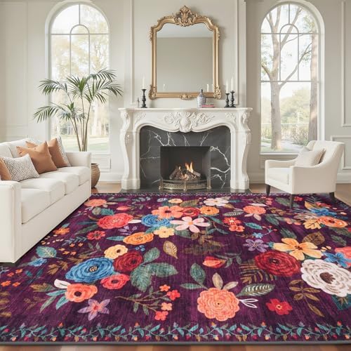 Purple Area Rug 9x12 for LivingRoom Bedroom by WelcometoBabovid