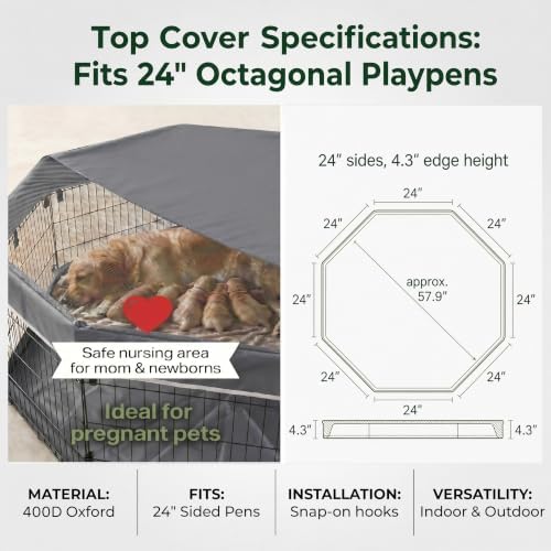 PJYuCien Puppy Playpen with Top Cover & Bottom Pad, 8 Panels 42" H - Image 5