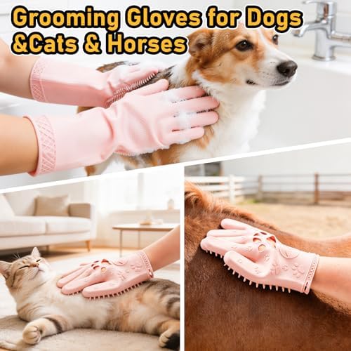 Hair Removal Glove & Pet Grooming Gloves 2 Pair, Upgrated Silicone Pet Hair - Image 5