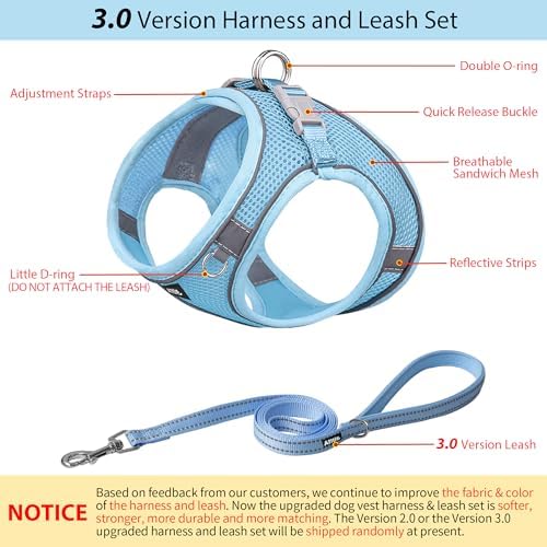 AIITLE Dog Harness and Leash Set, Step-in Puppy Pet Vest, Pure Blue M - Image 2