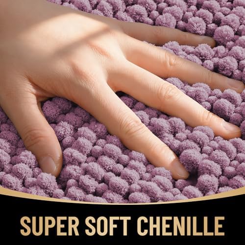 OLANLY Thick Chenille Absorbent Bathroom Rugs Mat 36x24, Deep Plum - Image 2