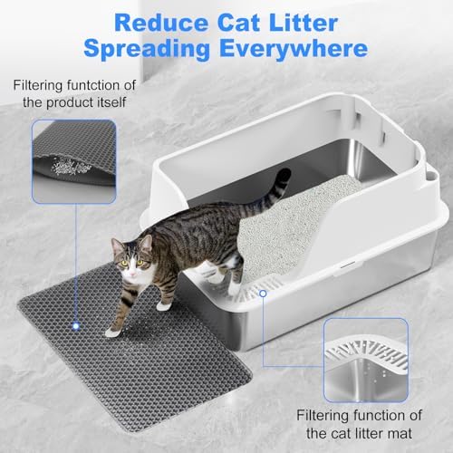Non-Stick Stainless Steel Litter Box, XL Side Open Splash-Proof - Image 5