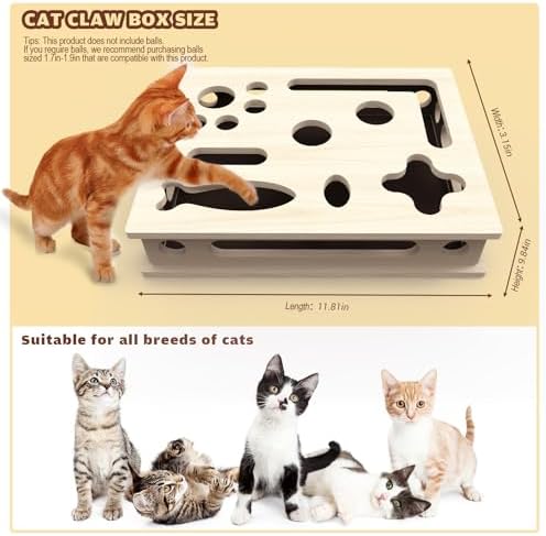 Cat Scratch Puzzle Enrichment Box, Large Solid Wood - Image 4