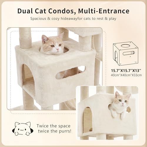 Heybly Cat Tree, 74.8-Inch Spacious & Tall Cat Tower - Image 4