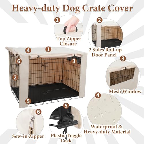 Deblue Dog Crate Cover, 24 Inches Durable Polyester Indoor Kennel Cover - Image 5